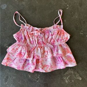 wild fable Pink Tie-Dye Ruffle Camisole